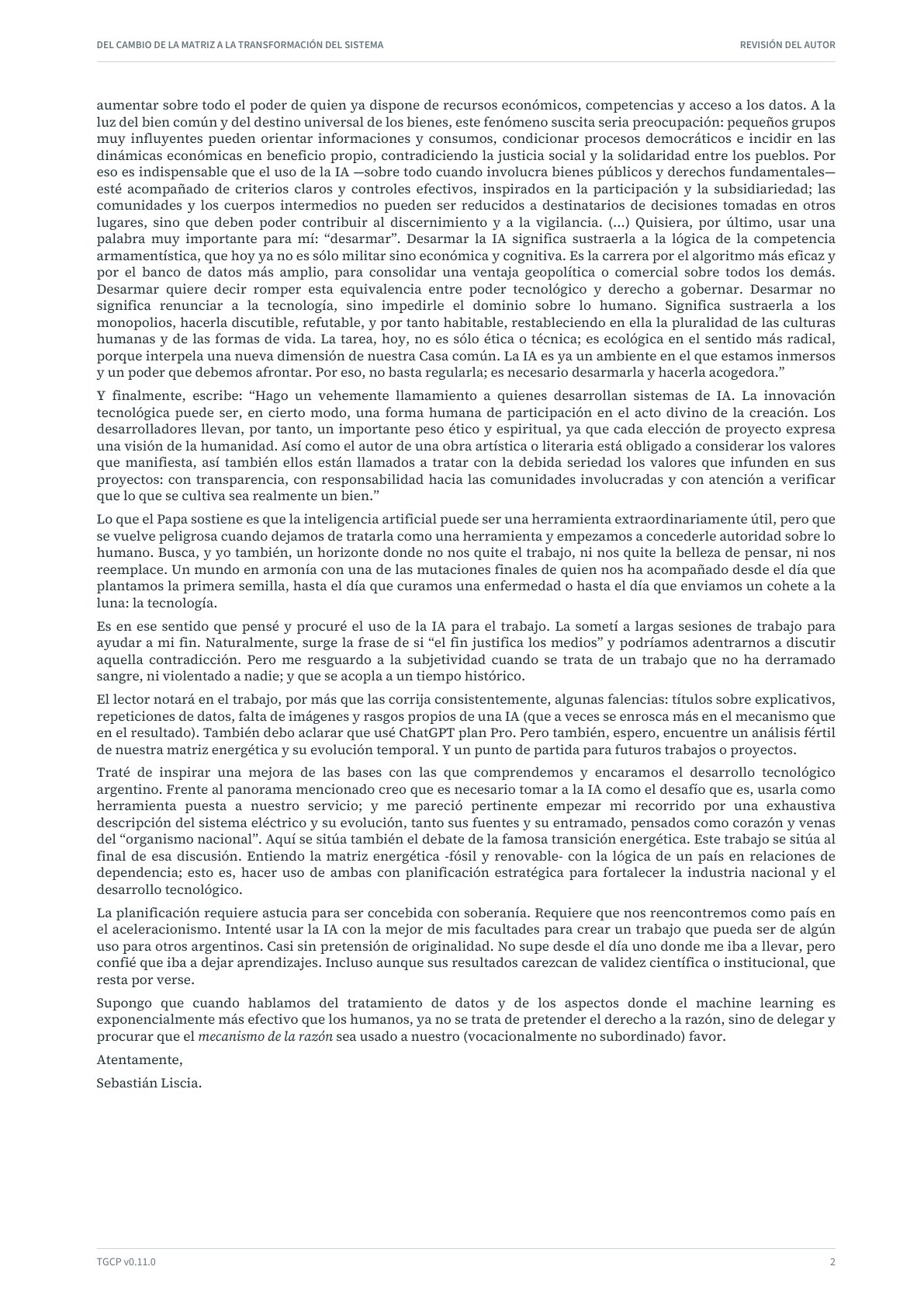 Página 3 del informe sobre el sistema eléctrico argentino