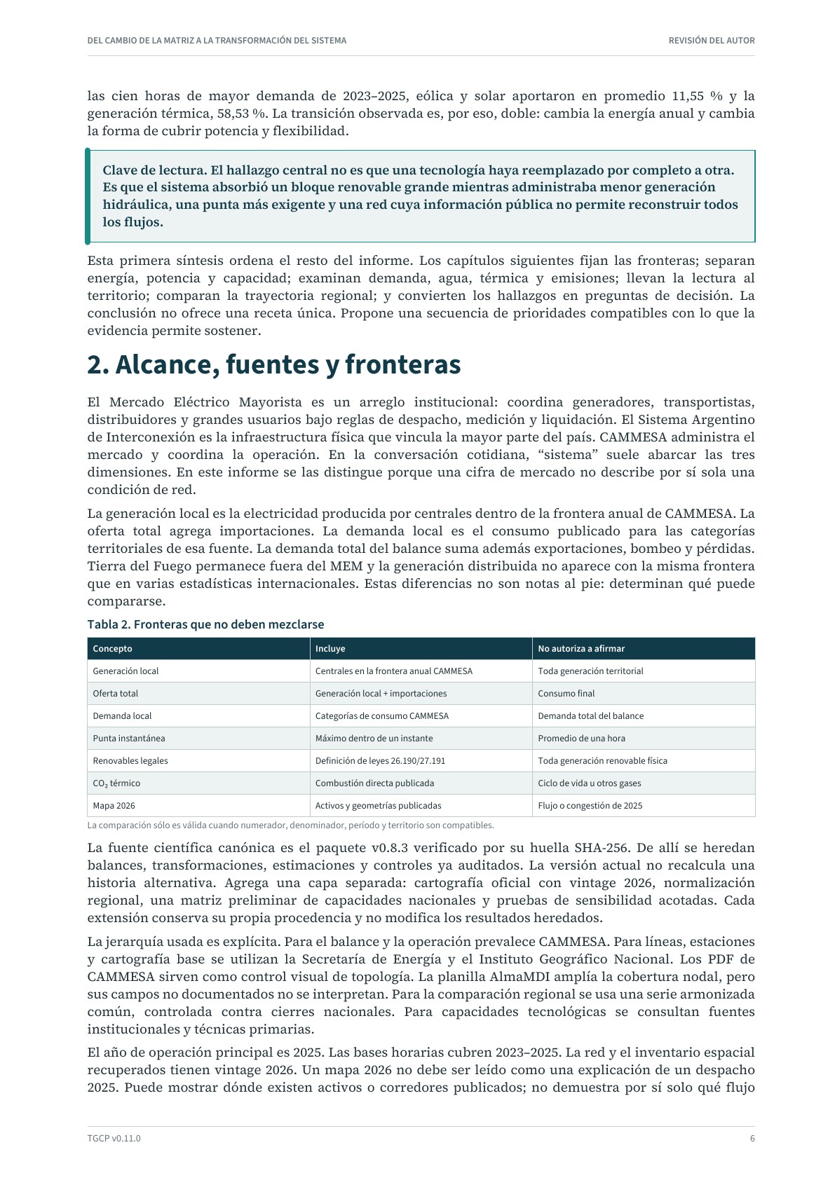 Página 7 del informe sobre el sistema eléctrico argentino